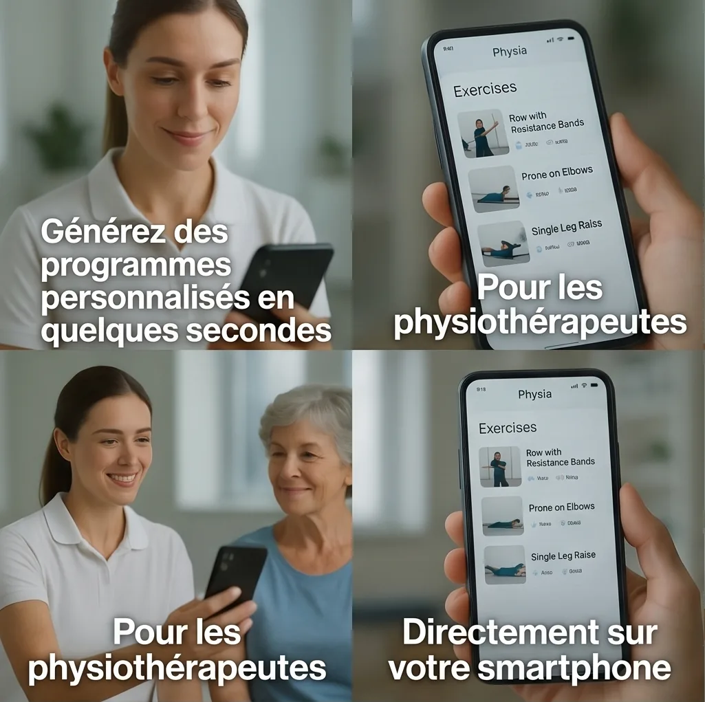Devenez le kiné le plus recommandé — Générez des programmes personnalisés en quelques secondes, motivez vos patients au quotidien et suivez leurs progrès — sur tous les appareils.